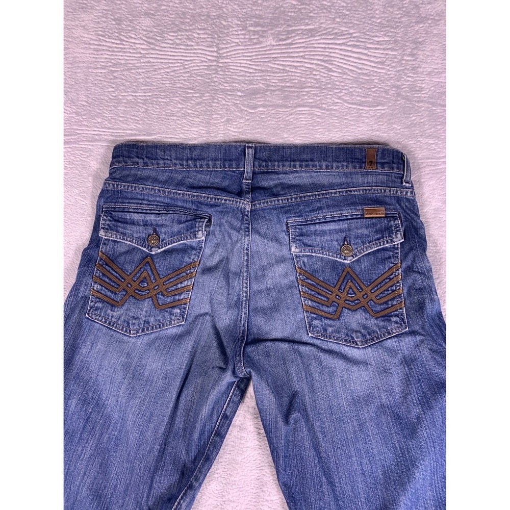 7 for All Mankind Jeans Bootcut Mens Size 36 Blue Embroidered